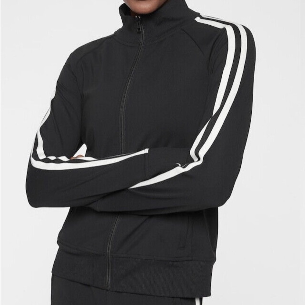 ATHLETA Black Full Zip Athletic Circa Track Jacket